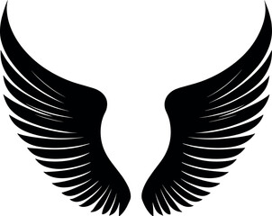 Angel wings Vector Black Silhouette Design For T-Shirt