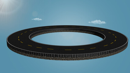 Naklejka premium Empty road 3d render with lines, realistic abstract 3d road isolated on a white background. car background isolated straight road—illustration of vacation and transportation road isolated highway ad.