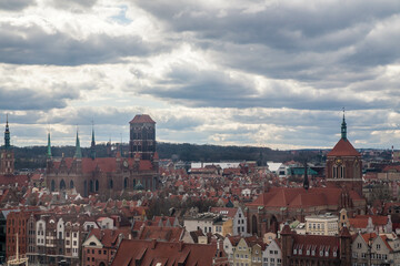 Fototapeta premium Panorama Starego Miasta w Gdańsku z lotu ptaka