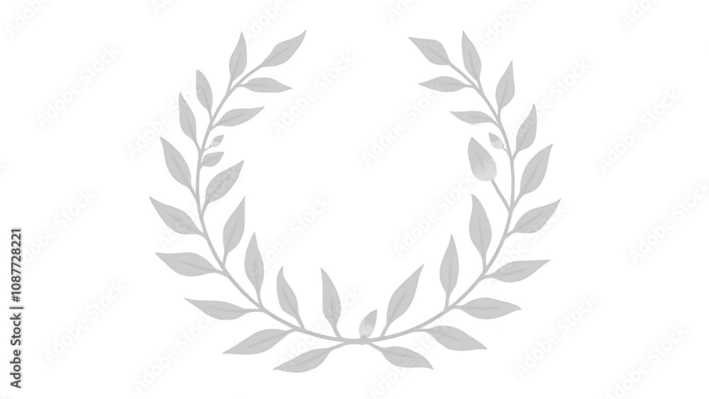 Poster a vector illustration of a flat floral wreath with laurel branches on a white background, suitable f