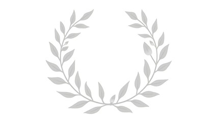 A vector illustration of a flat floral wreath with laurel branches on a white background, suitable for various design elements.