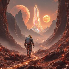An astronaut exploring the surface of an uncharted planet,generative ai