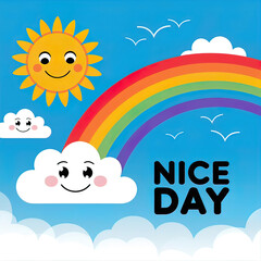 Fototapeta premium vector illustration, greetings Have a nice day, holiday greeting card, cartoon drawing