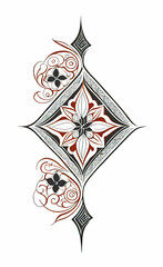 patterned corner drawn with minimalistic ornament in arabic style, vector illustration isolated on white background