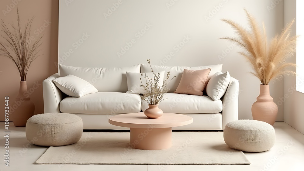 Aufkleber Clean lines and geometric forms combine to create a modern minimalist aesthetic with boho flair, echoing Y2K design sensibilities.