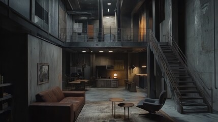 Industrial Loft Apartment Modern Living Space Design