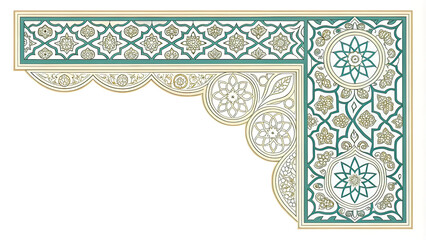 Obraz premium patterned corner drawn with minimalistic ornament in arabic style, vector illustration isolated on white background