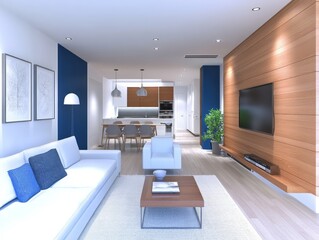 Fototapeta premium Modern Open Plan Living Room Kitchen Design