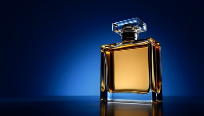 Elegant Perfume on a table with colourful lights