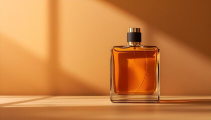 Elegant Perfume on a table with colourful lights
