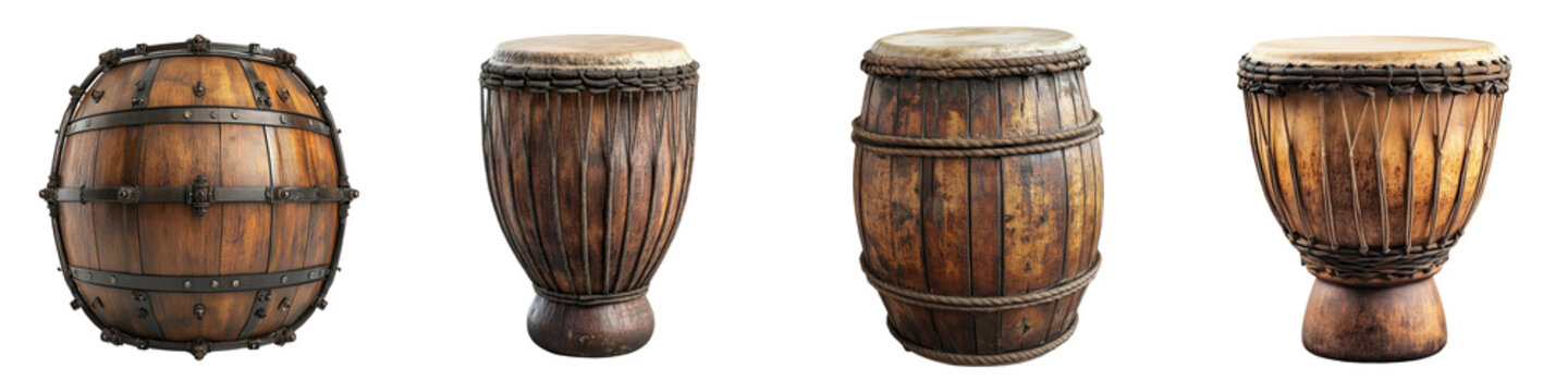 Cultural Drum &ndash; Drum Used in Bomba and Plena Music Isolated on Clear White Background Highly Detailed