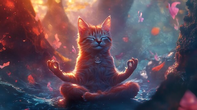 Peaceful animal portraits showing serene meditation and mindfulness practices image