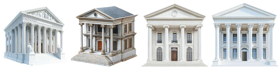 Obraz premium Courthouse Building – The Structure Where Legal Proceedings Take Place and Justice is Administered Isolated on Clear White Background Highly Detailed