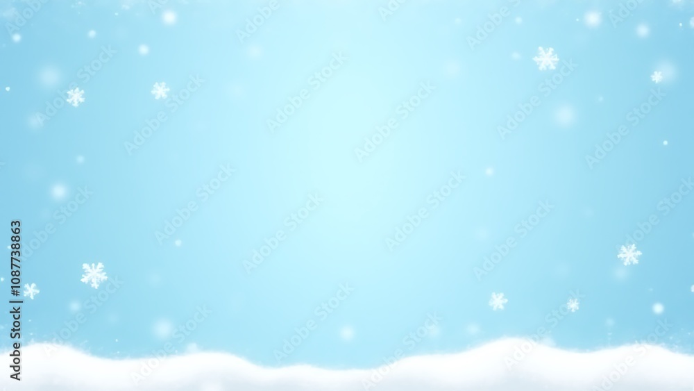 Aufkleber Light blue background featuring snowflakes and a peaceful winter scene with space for text or additional design elements and snowfall.