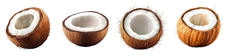 Coconut – Whole Coconut for Food and Drink Isolated on Clear White Background Highly Detailed 