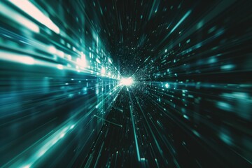 Abstract blurred internet data transfer with glowing futuristic effects