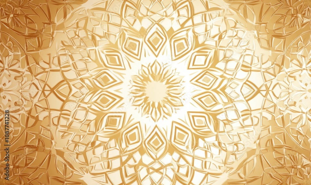 Poster golden abstract pattern with intricate geometric shapes