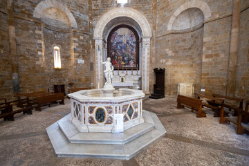 interior of Baptistery of San Giovanni, Volterra, Pisa, Italy