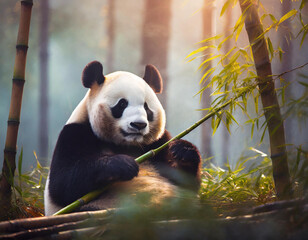 Panda je liście bambusa