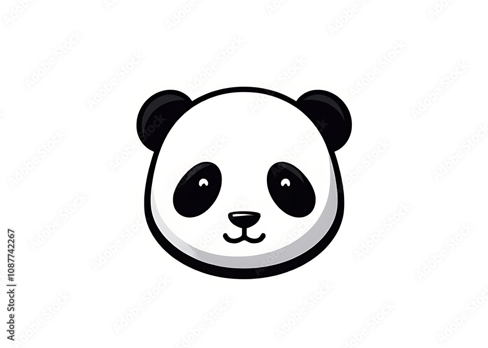 Poster Simple modern panda logo vector template featuring a minimalist black and white isolated head icon design for various uses.