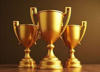 Trophies and awards are rewards and prizes given to winners of sports competitions and events with a gold gradient design.