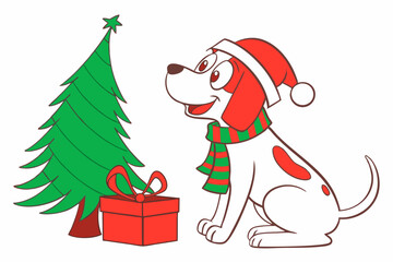 Funny Christmas Star Finch Clipart in White Whimsical Holiday Illustration