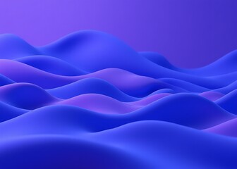 Obraz premium Violet blue glossy waves form a trendy 3D illustration background with a modern flowing gradient suitable for branding and product presentation.