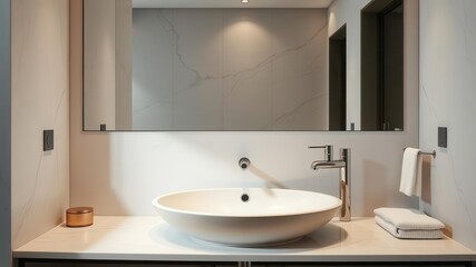 Fototapeta premium A luxurious bathroom sink with sleek design and elegant fixtures, bathroom, stylish