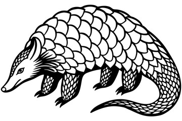 Elegant Line Silhouette Drawing of a Pangolin – Minimalist Art Inspiration