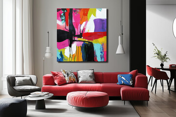 An image with bright color contrasts and abstract shapes