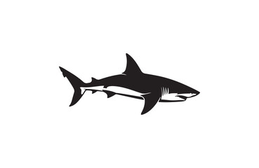 Fototapeta premium shark silhouette vector line art logo
