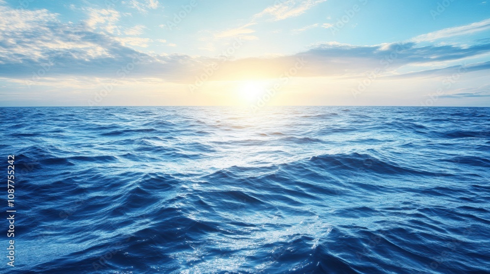 Poster the sun sets over the ocean, casting warm hues across the sky as waves gently lap against one anothe