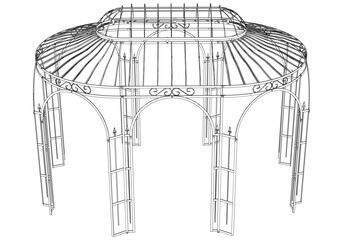 Garden Gazebo outline vector illustration. Perfect for artistic projects, decor ideas, and graphic designs. Elegant Antique Decor Illustration 