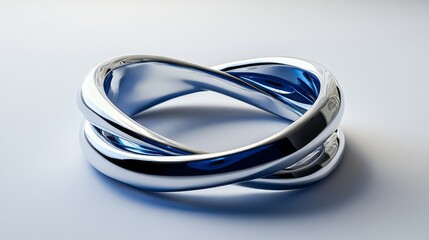 Naklejka premium Abstract Silver Ring Intertwined Design