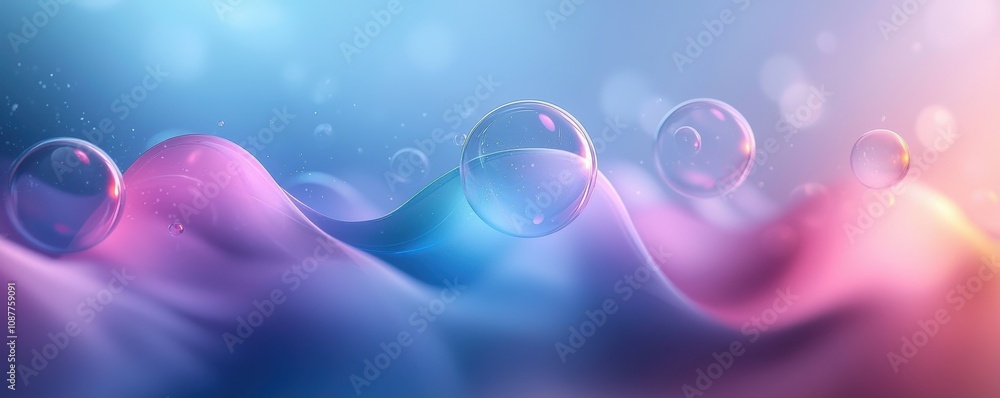 Poster Abstract colorful waves with gradient and bubbles