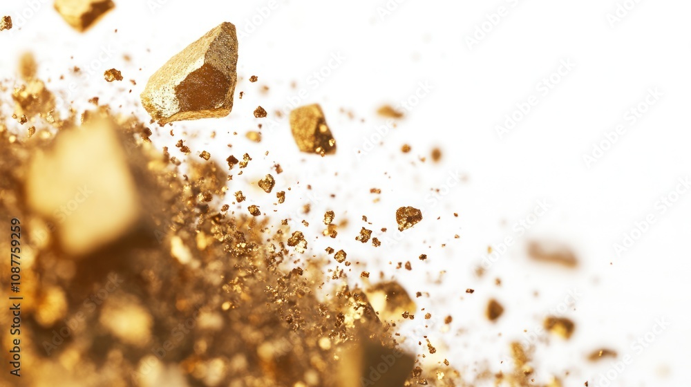 Aufkleber golden particles and nuggets creating a shimmering effect.