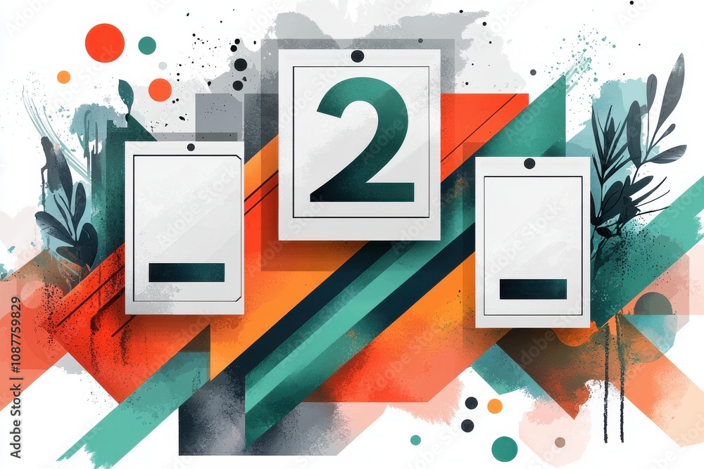 Poster illustration of number sequence 222 with modern design elements