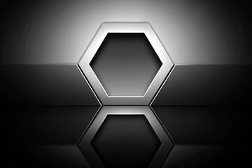 black and white hexagon gradient with shadow close-up abstract background