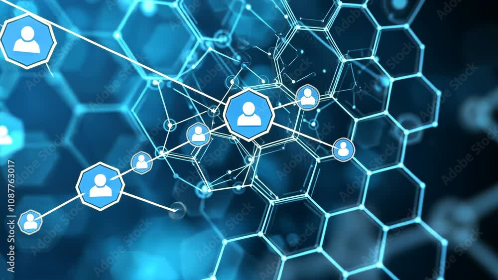 Poster abstract technology or medical background with hexagons shape pattern molecular structure video
