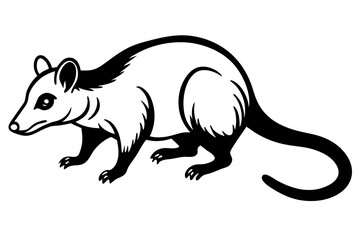 Minimalist Line Art: Silhouette Drawing of an Opossum