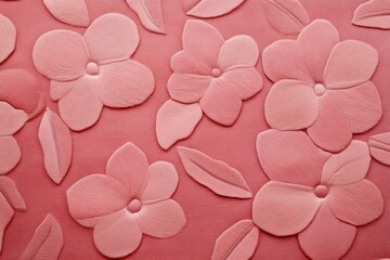 Obraz premium Luxurious deep red fabric featuring embroidered floral patterns in warm pink tones for elegant decor purposes