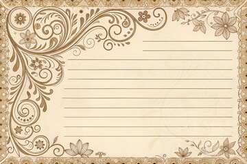 Victorian paper style background with handwriting lines for letter or postcard printing at home or office printer in A5, A4, A3 sizes