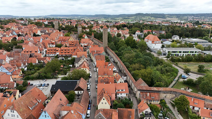 Rothenburg ob der Tauber on the romantic route, the old town and watchtowers within the historical...