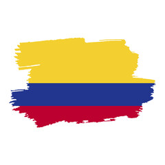 Flag of Colombia. Vector illustration on white background. Brush strokes drawn by hand. Independence Day.