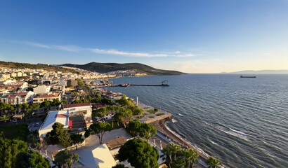 Obraz premium Drone images of Dikili, the favorite holiday resort of the Aegean Region