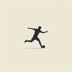 Fototapeta premium a silhouette of a player executing a kickoff, using simple shapes and a limited color palette
