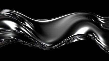 Abstract black and silver liquid wave background.