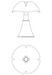 Desk lamp or table lamp vector. Front, Side, and Top Views for Coloring or Design