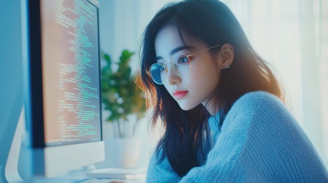 The Woman with Computer Screen