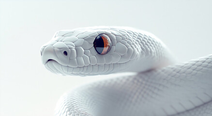 Fototapeta premium Graceful white snake in studio